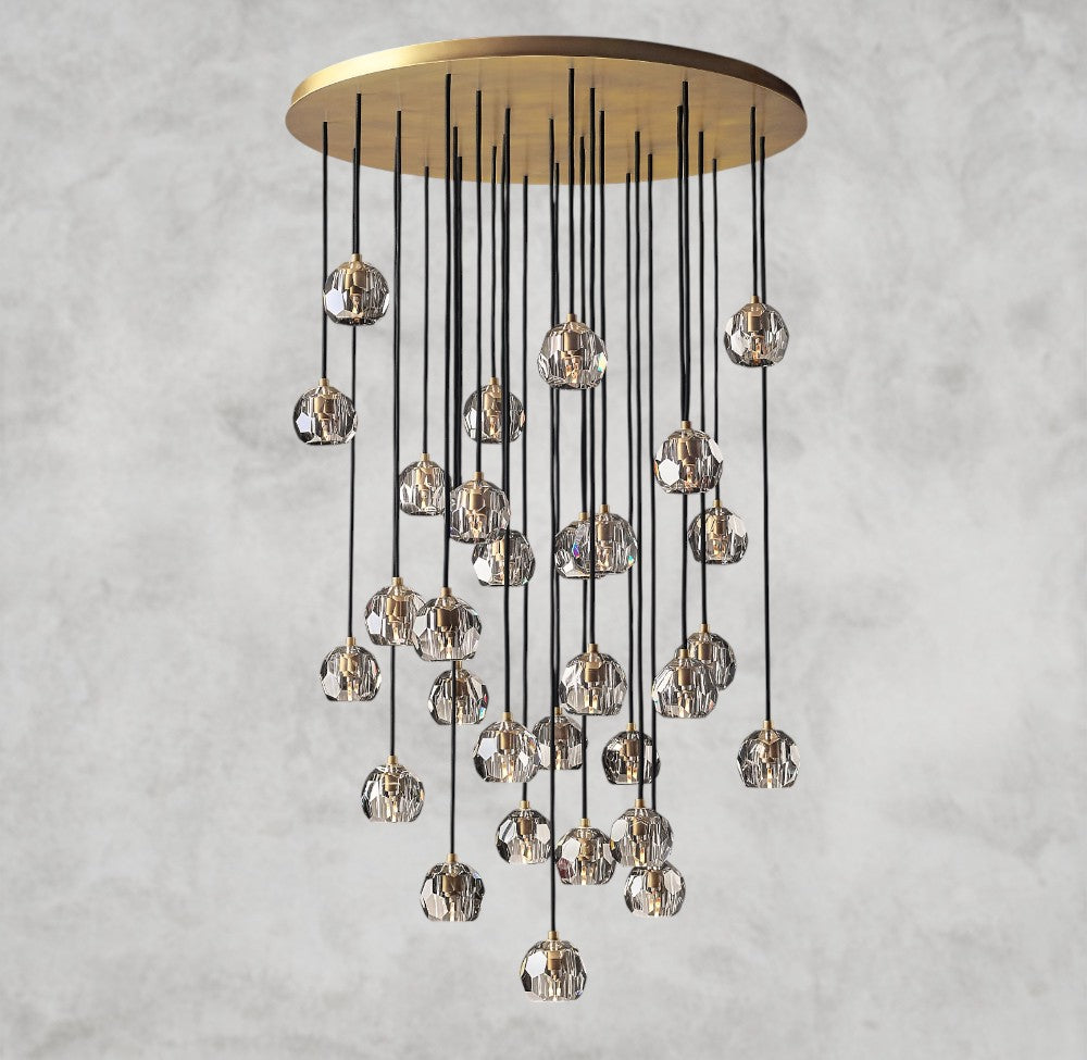 Boule De Cristal Clear/ Smoke Glass Round Cluster Chandelier 14", 19", 24", 30", 40"